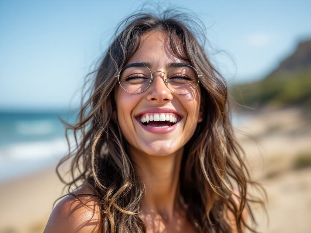 Happy Woman Smiling Outdoors
