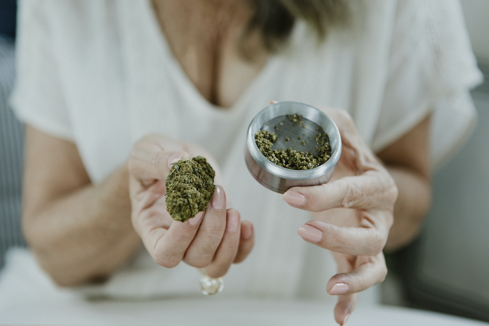 mature woman with cannabis